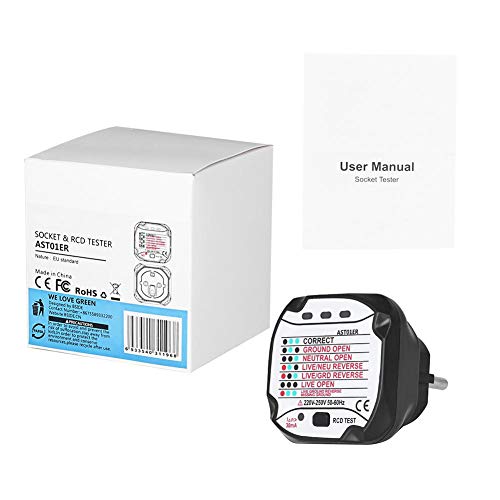 AST01 Professioneller Steckdosen-Tester-Detektor, Exquisites Design, Elektrische Sicherheitsprüfung (Europäischer Standard 220V)