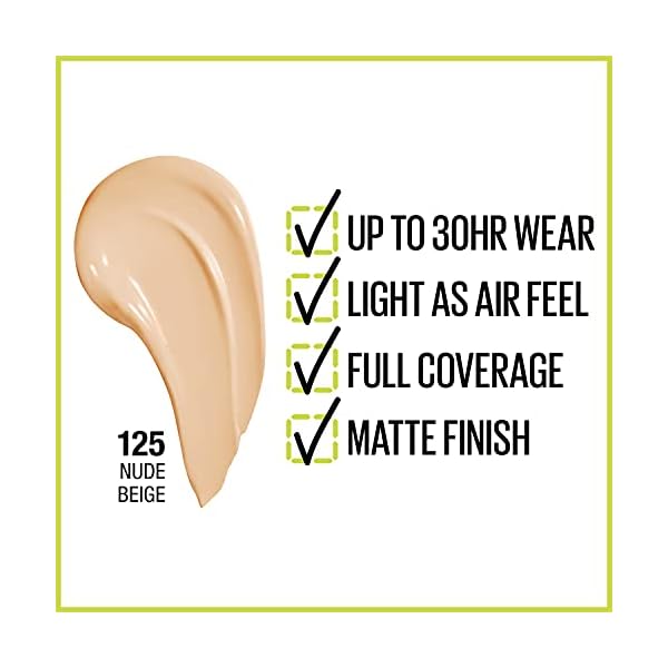 Maybelline-Super-Stay-Full-Coverage-Liquid-Foundation-Makeup-Nude-Beige-1-fl-oz-Packaging-May-Vary Maybelline Super Stay Full Coverage Liquid Foundation Active Wear Makeup, Up to 30Hr Wear, Transfer, Sweat & Water Resistant, Matte Finish, Nude Beige, 1 Count