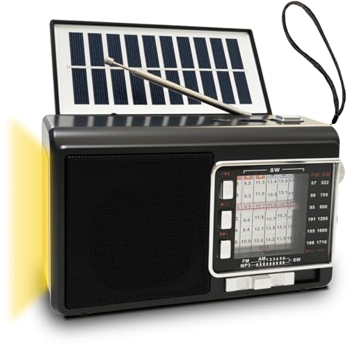 Radio a pile Bluetooth et solaire pour le camping et les sorties extérieur