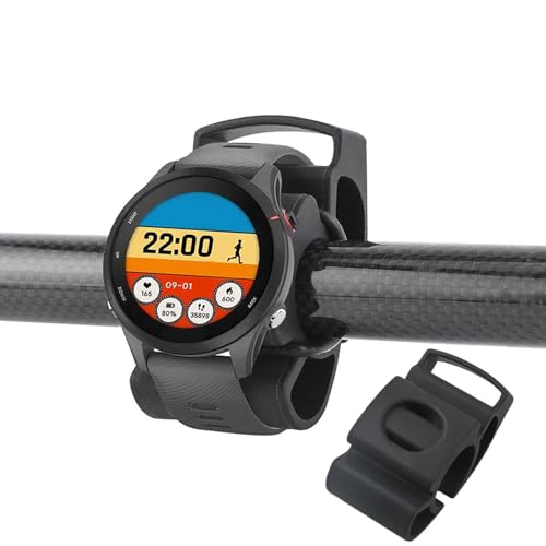 Lagomloot Soporte de silicona para reloj inteligente, compatible con Garmin y para relojes Polar para manubrio redondo o plano, soporte de bicicleta de ajuste seguro, color negro