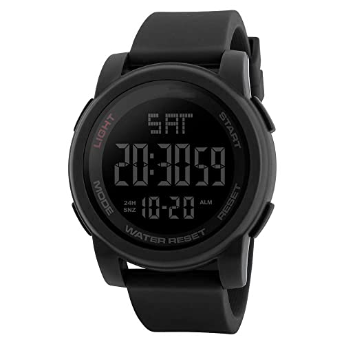 Shocknshop Rubber Led Digital Sports Multi Functional Black Dial Watch For Men Boys -W1257 (Black), Black Band