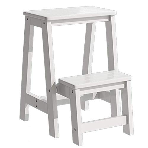 Straw Step Stool-Home Indoor Solidwood Step Stool Step Stool 2 Step Lightweight Folding Step Ladder (Color : White) #TOP18