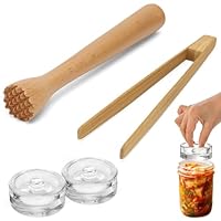 Fermentation Glas-Gewichte 4 Stück 7 cm Glasgewichte zum Fermentieren, Fermentation mit Stößel und Zange