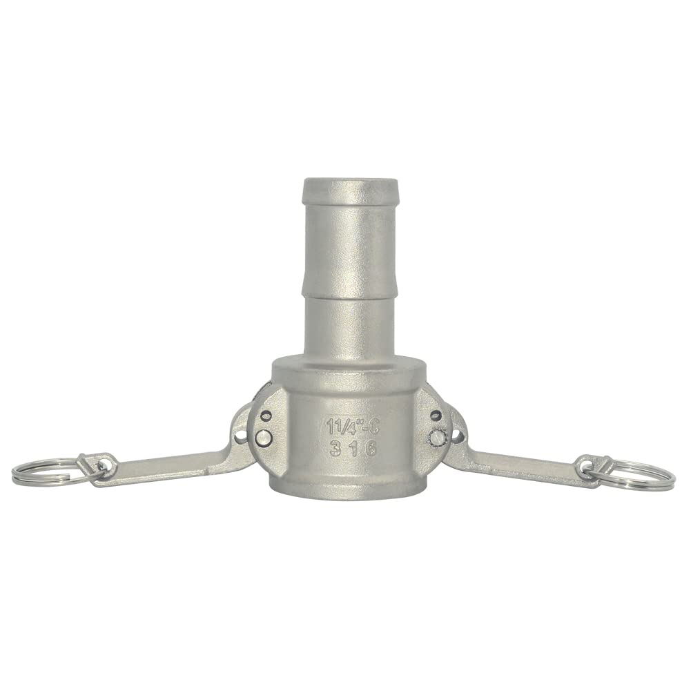 VARMHUS Adaptador de manguera Camlock hembra de acero inoxidable 316 de 1-1/4 pulgadas C