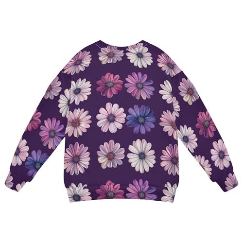 JUNZAN Safari Osteospermum Purple Kids Girls Sweatshirts Hoodies Crewneck Sweatshirt With Hoodie Camping 4T2