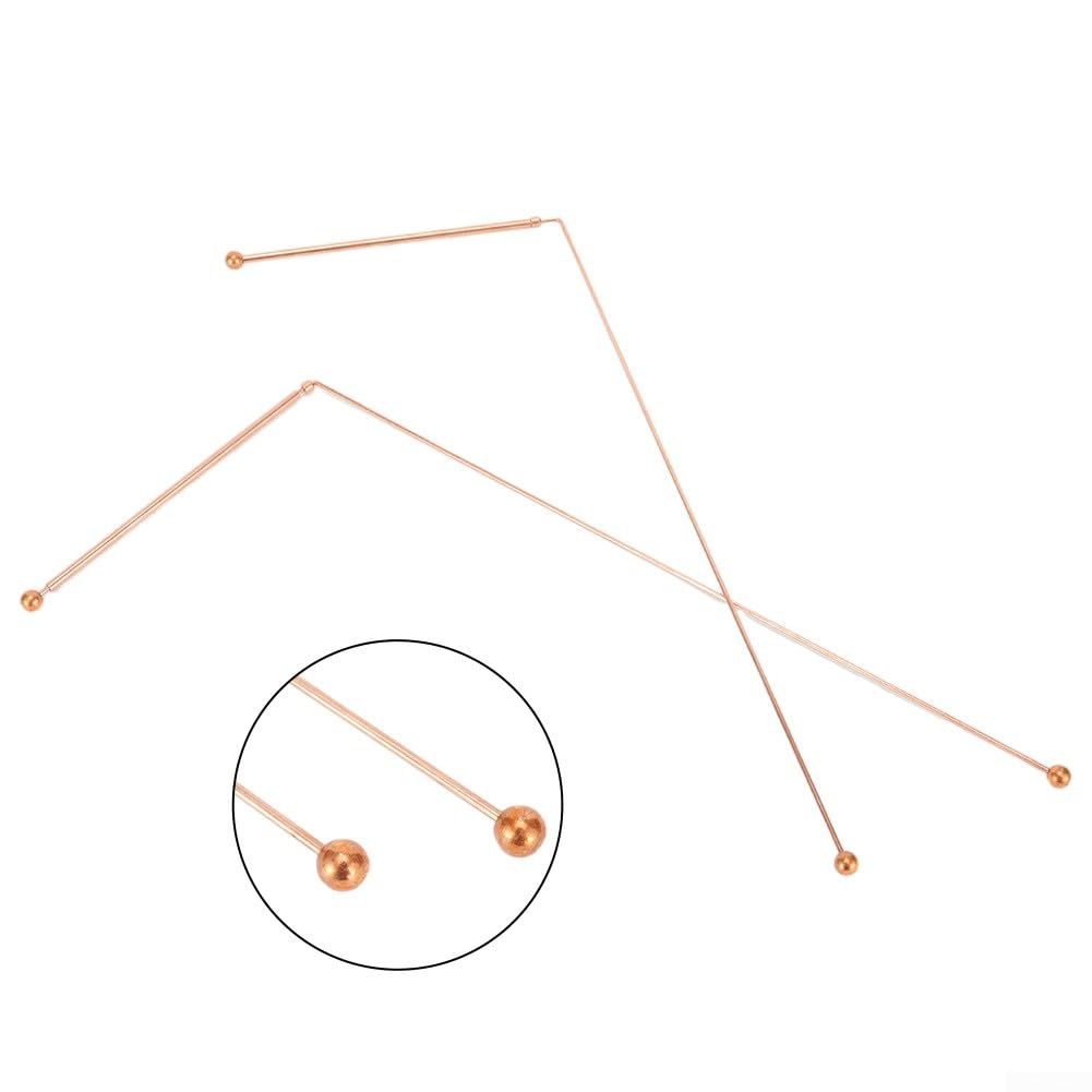 Lot de 2 tiges de radiesthésie rétractables en cuivre à 99,9 % - Instruments de mesure pour détection d'eau et outils de trésor