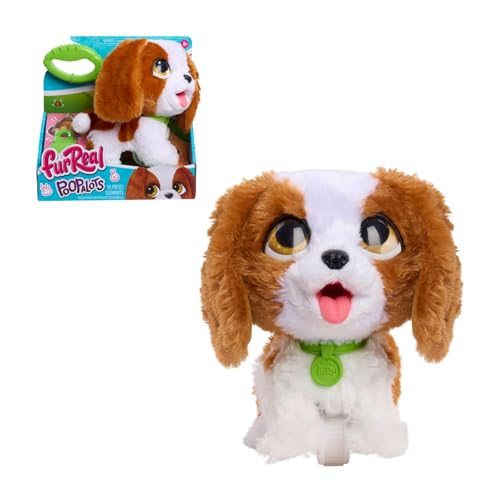 Just Play Peluche Interactivo Que Camina, furReal Poop-A-Lots Cavalier King Charles Spaniel, de 20,3 cm, Perrito con Correa Que Hace popó, 6 Piezas, Juguetes para niños a Partir de 4 años