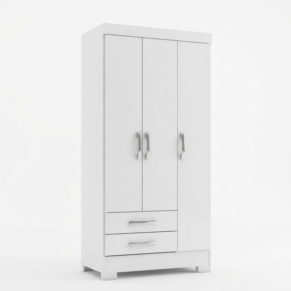 Befara Armoire JUVÉNILE avec TIROIRS MANAOS, Blanc, 82,5 x 46,5 x 185 cm, Petit Placard de 80 cm avec tiroirs et étagères, Petits placards, armoires à portemanteaux, armoires pour Jeunes