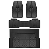 CAR PASS Rubber Floor Mats&Cargo Liner,Waterproof Trucks Mats Heavy Duty,All Weather Trim-to-Fit Automotive Mats for Cars Trucks SUV,Anti-Slip Easy Clean Durable,Full Set 5-Piece,3D Emboss All Black