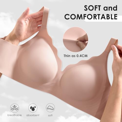 Image of Seamless Wireless Bra for Women with Support - No Underwire Full Coverage Push Up Comfort Bras - Back Fat Smoothing Bralettes