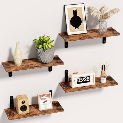 Diwoker Estanterias de Pared, Baldas Flotantes, Eestantería Pared Cocina, Repisas de Pared para Dormitorio Sala Estar (Marrón y Negro)