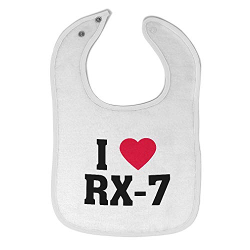 Toddler & Baby Bibs Burp Cloths Love I Love Rx-7 with Heart Symbol Cotton Baby Items for Baby Girl & Boy White Design Only