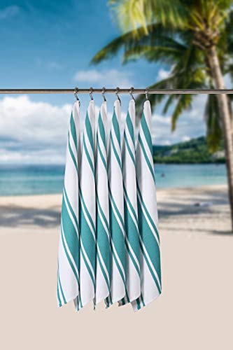 Heavy Duty Oversized Kitchen Towels & Dishcloth (Set Of 6 Teal 18X28) Highly Absorbent, Professional Grade Cotton Tea Towels For Everyday Cooking And Baking- Modern Clean Striped Pattern #TOP3