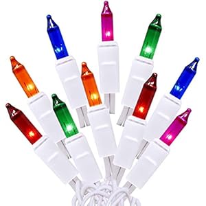 Holiday Essence 100 Multi-Color Christmas Lights with White Wire – Professional Grade for Indoor / Outdoor Use – Static…