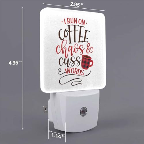 Image of LED Night Light,Funny Saying With Coffee Cup Motivation LED Night Light Plug into Wall with Dusk to Dawn Light Sensor White Energy Efficient Nightlight for Bedroom Bathroom Hallway Living Room Kitchen