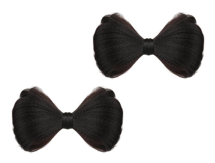 2Pcs Black Heat-Resistant Invisible Hair Bun Clips, Secure Hold Barrettes for Synthetic Hair Extensions, Cosplay and Wedding Hairstyles