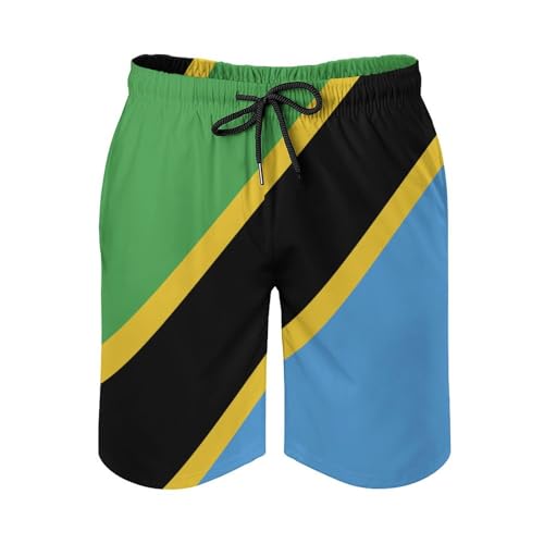 Adugen Origei Tanzania Flag Shorts Surf Men's Beach Swim Trunk2