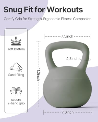 Image of Soft Kettlebells with Cushioned Impact-Resistant Base and Anti-Slip, Wide-Grip Handle for Home Workouts, Weightlifting, and Full Body Strength Training (Black (3kgs))