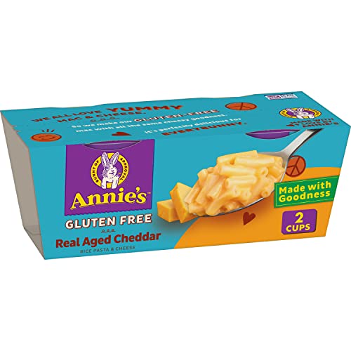 Annie’s Macaroni & Cheese, Rice Pasta & Cheddar Gluten Free Mac and Cheese, Microwave Cups, 2 Cups, 2.01 oz Each