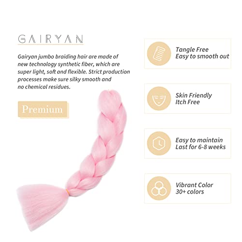 Gairyan Jumbo Braids Hair Extensions for Braiding 24" Colorful Ombre Jumbo Braiding Hair Extensions Synthetic Hair Afro Box Braids Crochet Twists (1 Bundle 100g Pink) - Image 3