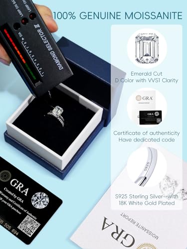 KSTYLE Classic Moissanite Wedding Ring Set for Women 1.35-2.48CTTW | D Color-VVS1 | S925 Sterling Silver Engagement Rings 18K White Gold Plated Moissanite Bridal Rings Sets Promise Rings for Her4