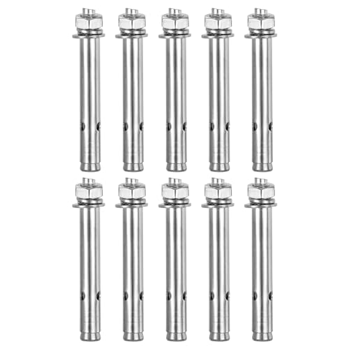 Image of DTGN M10 x 100 Expansion Bolts - 10Pack- Good for Concrete Dry Brick Block Walls - 304 Stainless Steel - Silver