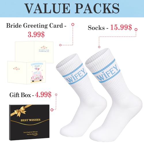 Image of Juesly Bride Gifts with Bride Socks,Wifey Socks as Bachelorette Gifts for Bride,Gifts for Wife