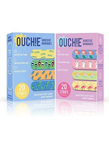 Image of Ouchie Non-Toxic Printed Bandages Double Combo (40 Pack) - Blue & Lavender