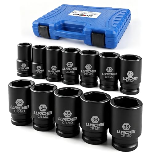 LLNDEI 12-Piece Impact Socket Set SAE 3/4 to 1-9/16