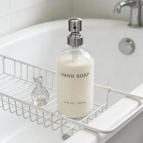 Image of 16 Oz Soap Dispense with Rust Proof Stainless Steel Pump Classic Decor for Bathroom Kitchen Farmhouse Decor Great for Essential Oils, Lotions, Liquid Soaps