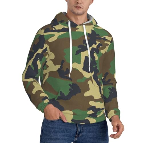 Sweat à capuche camouflage militaire vert avec poche pour affronter le froid