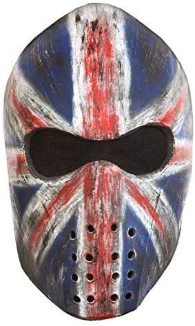 Ghoulish Productions Máscara táctica de látex máscara de látex de la bandera del Reino Unido máscara de látex con bandera vintage del Reino Unido
