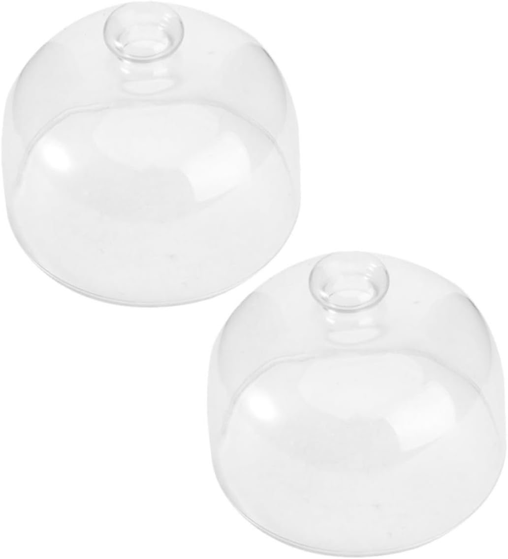 2pcs Glass Food Dust Cover Dome, round Small Cake Dome with High Transparency for Everyday Use and Display, Food Cover for Fruits and Desserts