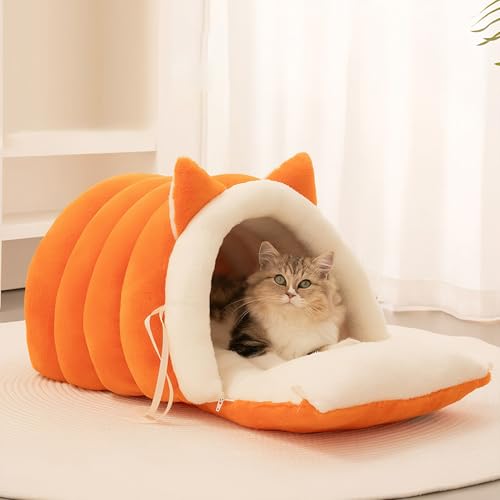 Temps froid intérieur : lit de petit chat fermé d'hiver anti-dérapant