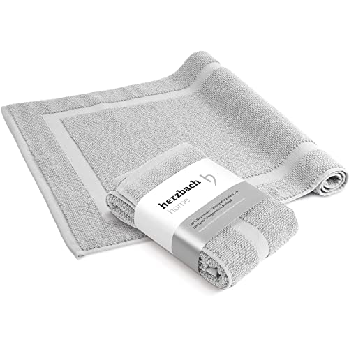 herzbach home Badvorleger 100% Baumwolle (Silbergrau, 50 x 80 cm 2er Pack)