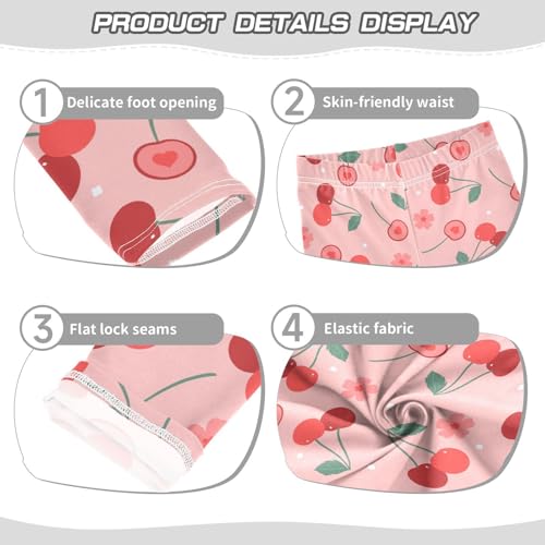 Cherry Love Heart Girls Leggings,Workout Leggings for Girls Toddler Athletic Leggings Size for 3-10T3