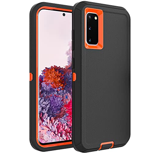 Image of Case for Galaxy S20, Heavy-Duty Tough Rugged Shockproof Drop Protective Cover Cases for Samsung Galaxy S20, Black+Orange