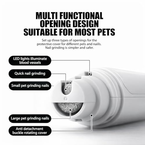 Image of Pet Nail Grinder with LED Light for Blood Line Detection, USB Rechargeable, Safe Paw Care Tool for Dogs and Cats (Nail Grinder)