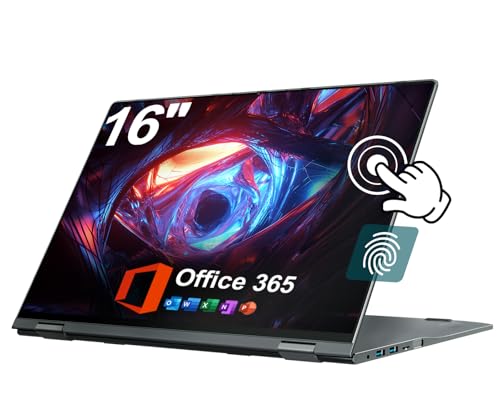undefined jumper 2 in 1 Laptop, 16 inch Convertible Laptop Computer with IPS FHD 360 Degree Touchscreen, 640GB Storage, 16GB RAM, Fingerprint Reader, Backlit Keyboard, Celeron N5095, 53.2WH, WiFi 6 の商品画像 3