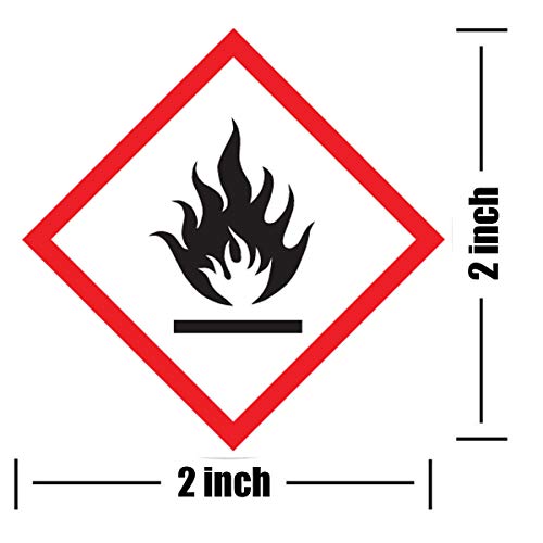 GHS Batch Pictogram Stickers Labels, OSHA Compliant, 2" x 2" Safety Decal Sticker,Corrosion, Environment, Exclamation Mark, Exploding Bomb, Skull & Crossbones,Health Hazard,Flame, Flame O (504 Pcs)