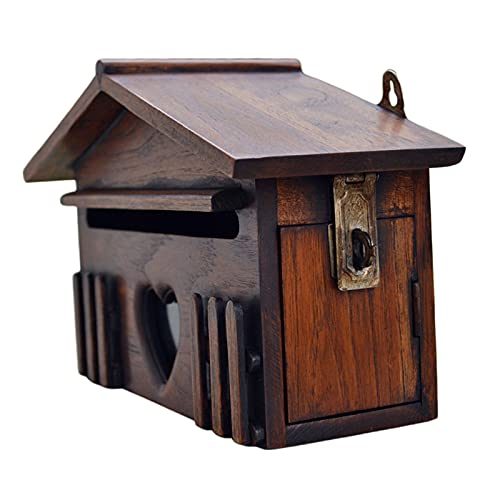 MagiDeal Holz Briefkasten, Abschließbare Vorschlagsbox Vintage Landhaus Mailbox Kummerkasten Pastorale Dekoration