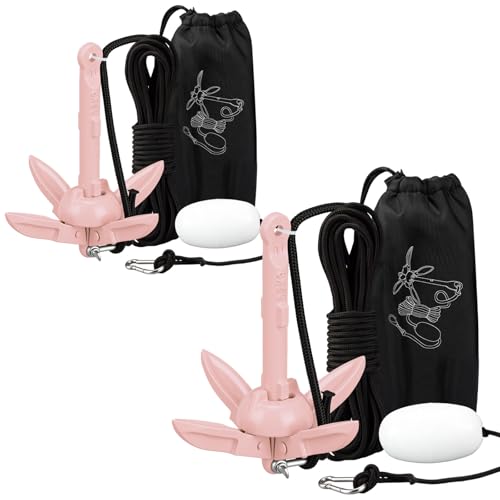 Image of Lounsweer 2 Pack 1.5 /3.5 lb Marine Kayak Anchor Kit Folding Grapnel Anchor Kit Boat Kayak Fishing Accessories for Small Boats Kayaks Canoe Paddle Boards