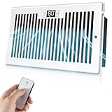 VELLEE Quiet Register Booster Fan Fits 6" x 10" (DUCT OPENING CUTOUT), 10-Speed Smart Heating Cooling AC Vent Booster Fan w/Remote Control & Thermostat Control (White) - Corded