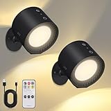DI MORE 2Pcs UP&Down LED Wall Sconces — Wall Mounted Lamps with Rechargeable Battery Operated, Remote &Touch Control Wireless Wall Sconce, Magnetic Ball 360° Rotation Reading Lights.