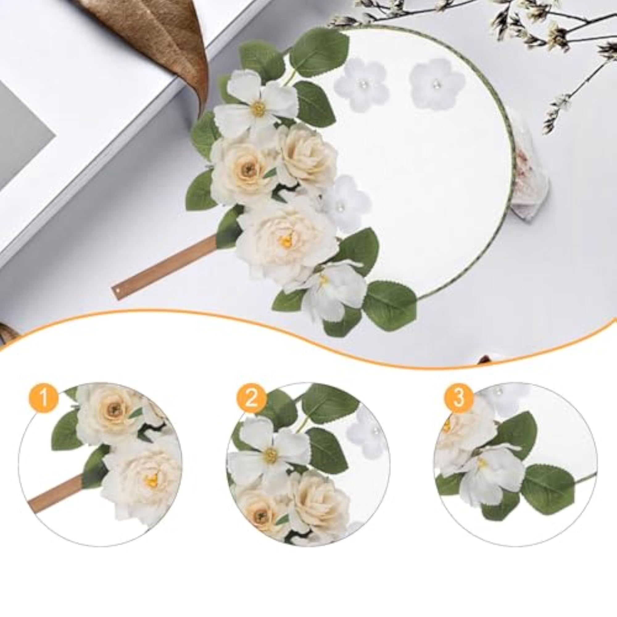 Romantic Flower Paddle Hand Fan for Show Performances