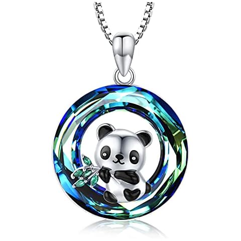 CHENGHONG Panda Necklace 925 Sterling Silver Panda Crystal Pendant Cute Animal Necklace Panda Jewelry Gifts for Women Cover