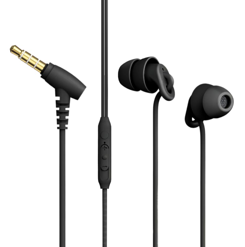Sleep Earbuds, Comfortable Soft Lightweight Wired Earbuds for Small ear Canal, Noise Cancelling In-Ear Sleep Earphones with Mic Volume Control for Insomnia Snoring Meditation (3.5MM Black)