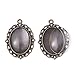 Pandahall 10Sets Tray:25x18mm Anqitue Bronze Oval Alloy Tiebetan Style Pendants Cabochons Bezel Blank Setting Cover with Transparent Oval Glass Cabochons Magnify Cadmium Free & Nickel Free & Lead Free