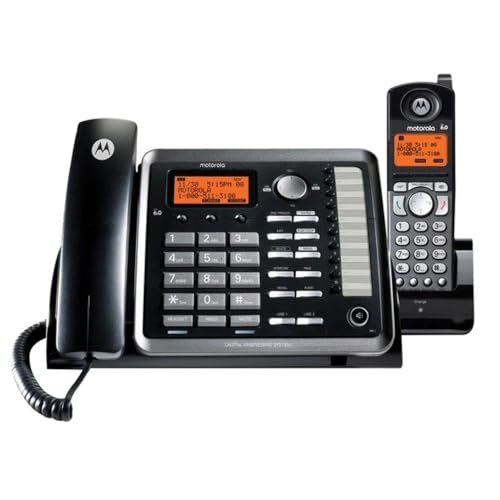 Motorola ML25255 DECT 6.0 Expandable Corded/Cordless 2-line Business Phone with Caller ID & Answering Machine, Black, 1 Handset