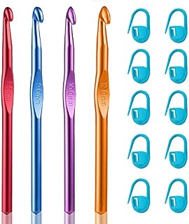 OWill 14pcs Crochet Hooks Set(8mm 9mm 10mm 12mm), Color Aluminum Ergonomic Handle Crochet Hook, Arthritis Hand Crochet